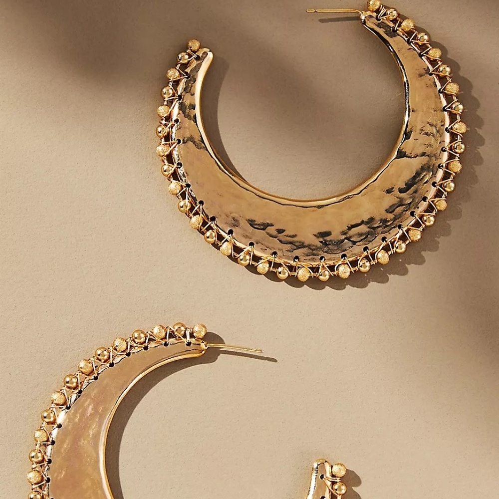 Anthropologie Western Spur Hoop Earrings in Gold - Picture 3 of 6
